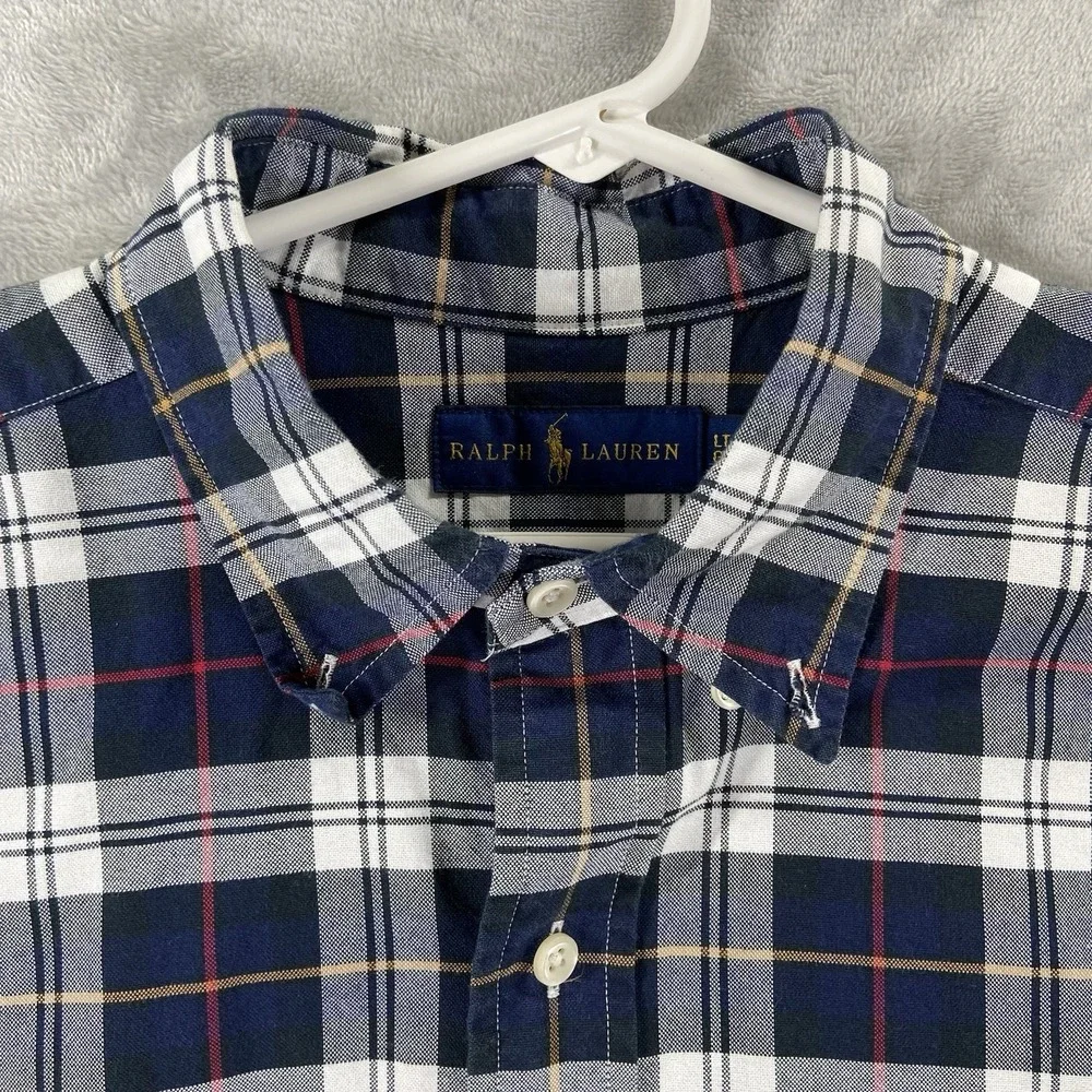 Ralph Lauren Shirt Mens LT Large Tall Button Down Flesh Pony Long Sleeve Plaid